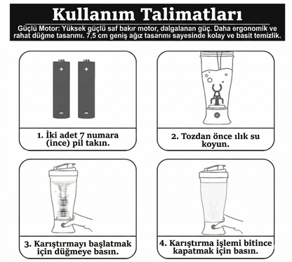 Gym Elektrikli Şarj Edilebilir Protein Shaker 350ml